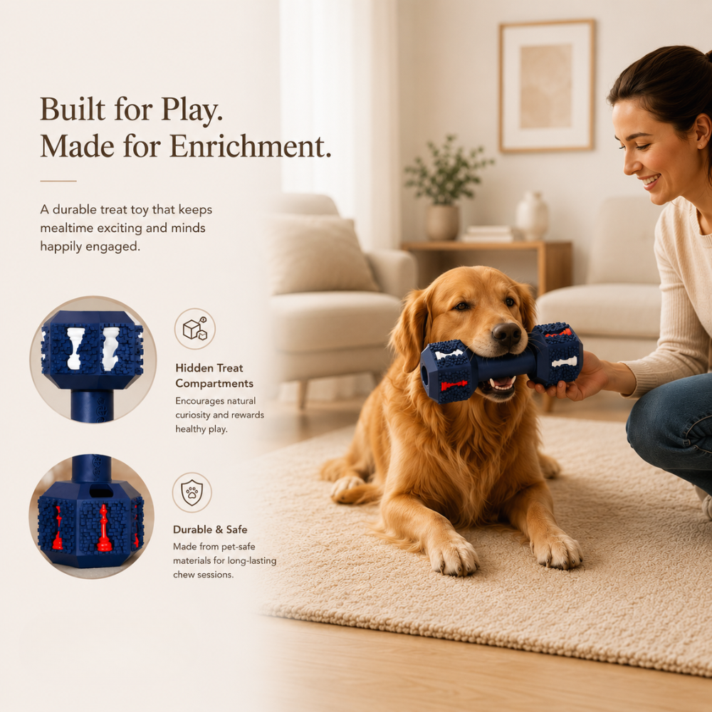 Natural Rubber Dumbbell Treat Toy